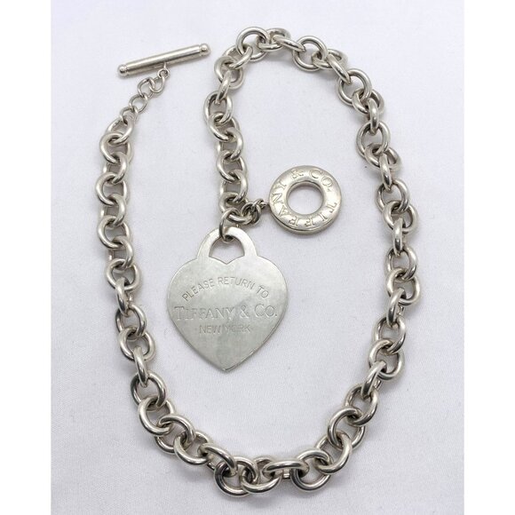 Tiffany & Co Sterling Silver Toggle JUMBO Please Return to Tiffany Necklace READ
